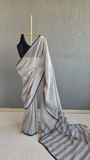 'RHEA: STRIPED' Handwoven Begumpuri Saree