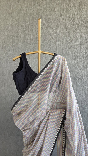 'RHEA: STRIPED' Handwoven Begumpuri Saree
