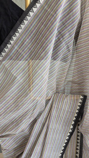 'RHEA: STRIPED' Handwoven Begumpuri Saree