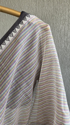 'RHEA: STRIPED' Handwoven Begumpuri Saree