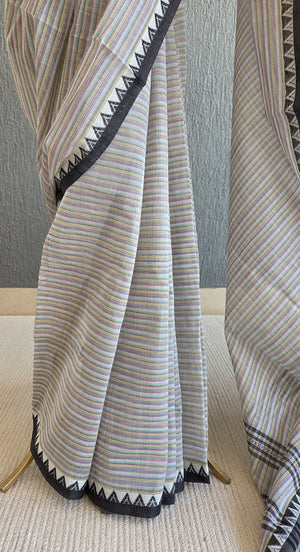 'RHEA: STRIPED' Handwoven Begumpuri Saree