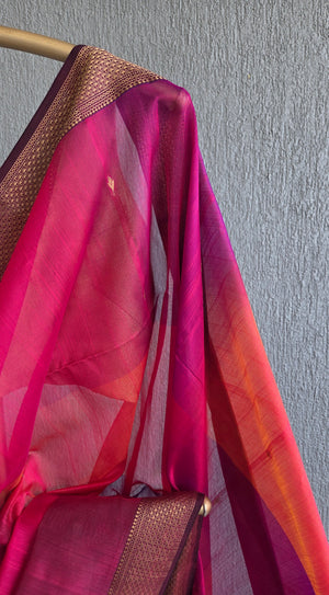 'SUNDARI: TOMATO RED' Handwoven Silk-Cotton Maheshwari Saree