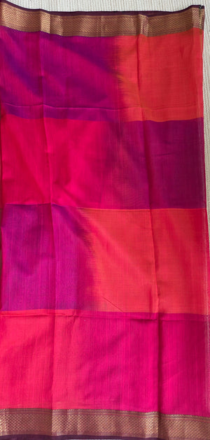 'SUNDARI: TOMATO RED' Handwoven Silk-Cotton Maheshwari Saree