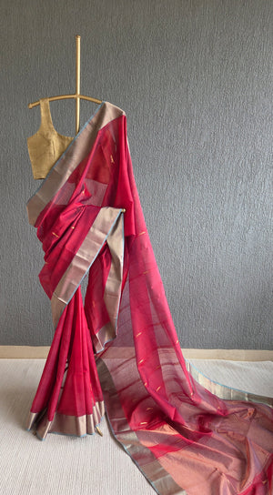 'NEERAJA' Handwoven Silk-Cotton Maheshwari Saree