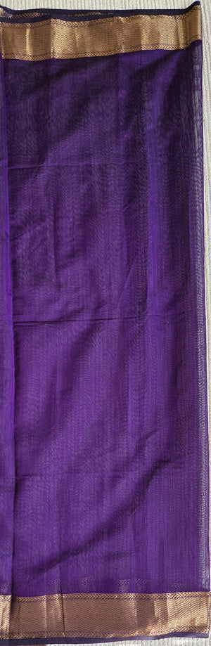 'DHANALAKSHMI: PURPLE' Handwoven Silk-Cotton Maheshwari Saree