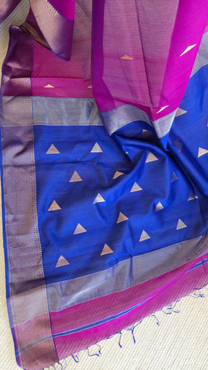 'REVATHI: MAGENTA' Handwoven Silk-Cotton Maheshwari Saree