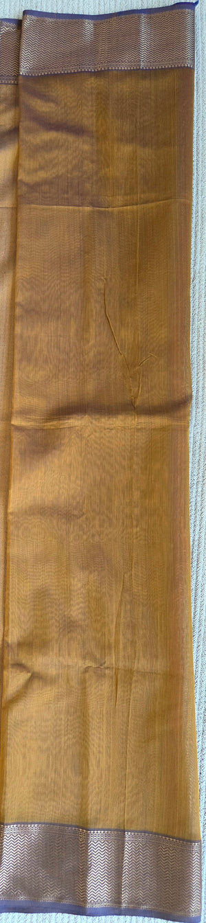 'REVATHI: MUSTARD' Handwoven Silk-Cotton Maheshwari Saree