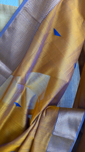 'REVATHI: MUSTARD' Handwoven Silk-Cotton Maheshwari Saree