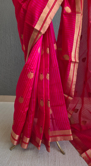 'DEMETER Handwoven Silk Chanderi Saree