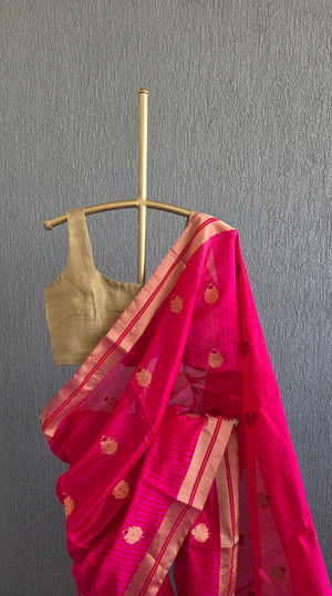 'DEMETER Handwoven Silk Chanderi Saree