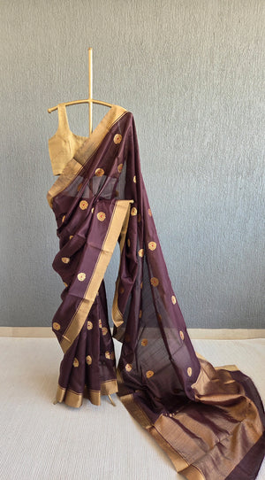 'ANTHEIA' Handwoven Silk Chanderi Saree