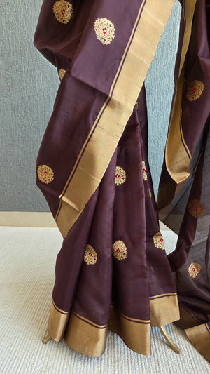 'ANTHEIA' Handwoven Silk Chanderi Saree