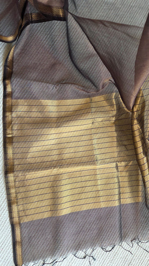 'HAIMAVATHI: PURPLE' Handwoven Tissue Silk Maheshwari Saree