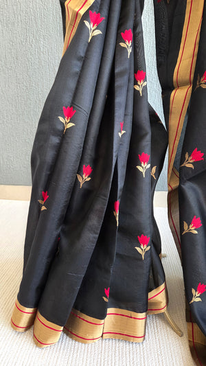 'AMEYA' Handwoven Mulberry Silk Chanderi Saree