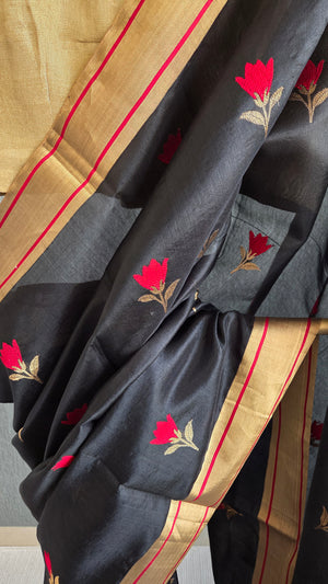 'AMEYA' Handwoven Mulberry Silk Chanderi Saree