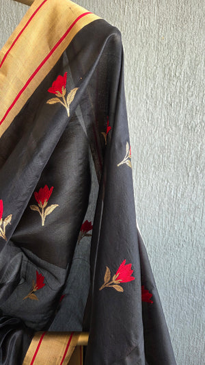 'AMEYA' Handwoven Mulberry Silk Chanderi Saree