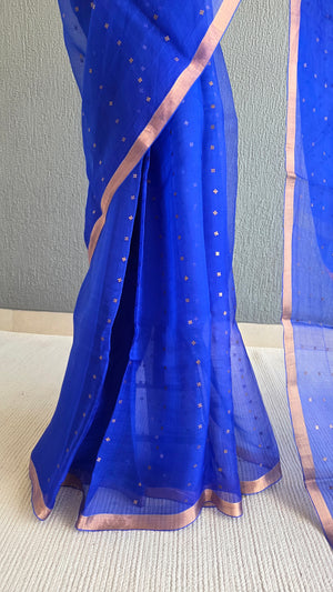 'DEVAHUTI: BLUE' Handwoven Resham Saree