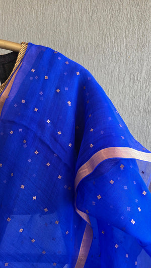 'DEVAHUTI: BLUE' Handwoven Resham Saree