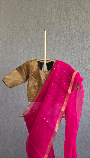 'DEVAHUTI: RANI PINK' Handwoven Resham Saree