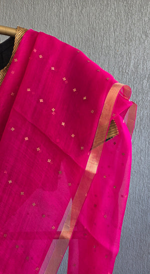'DEVAHUTI: RANI PINK' Handwoven Resham Saree