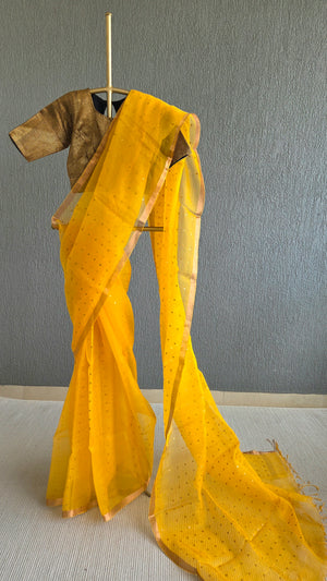 'DEVAHUTI- YELLOW' Handwoven Resham Saree