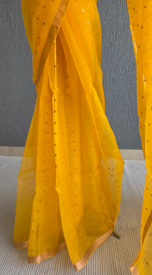 'DEVAHUTI- YELLOW' Handwoven Resham Saree