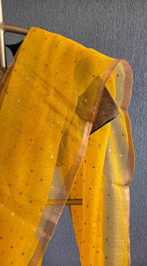 'DEVAHUTI- YELLOW' Handwoven Resham Saree