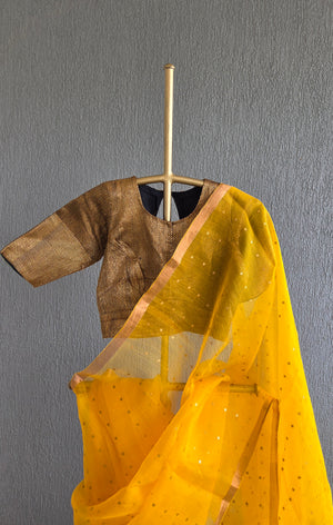 'DEVAHUTI- YELLOW' Handwoven Resham Saree