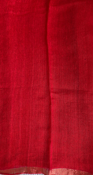 'DEVAHUTI- RED' Handwoven Resham Saree