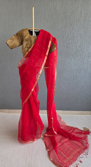 'DEVAHUTI- RED' Handwoven Resham Saree