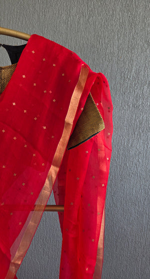 'DEVAHUTI- RED' Handwoven Resham Saree