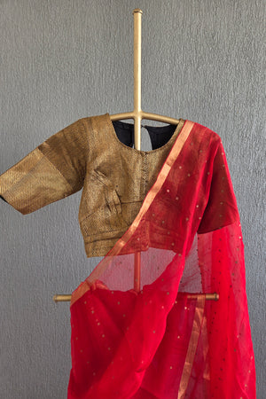 'DEVAHUTI- RED' Handwoven Resham Saree