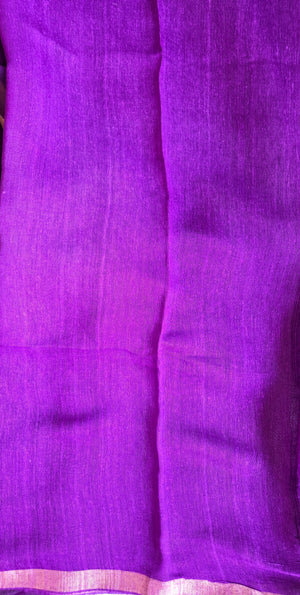 'DEVAHUTI: PURPLE' Handwoven Resham Saree