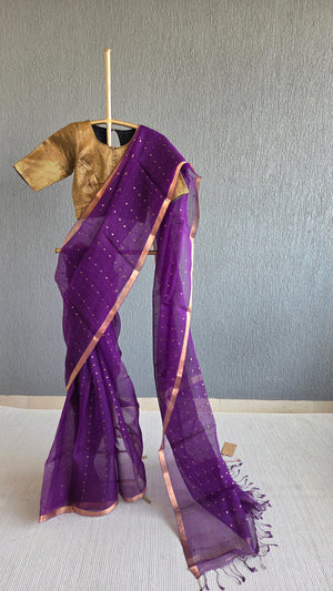 'DEVAHUTI: PURPLE' Handwoven Resham Saree