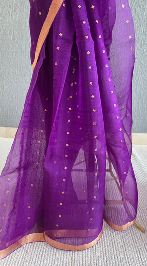 'DEVAHUTI: PURPLE' Handwoven Resham Saree