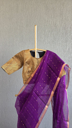 'DEVAHUTI: PURPLE' Handwoven Resham Saree