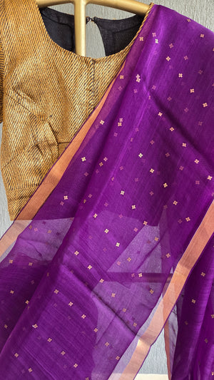 'DEVAHUTI: PURPLE' Handwoven Resham Saree