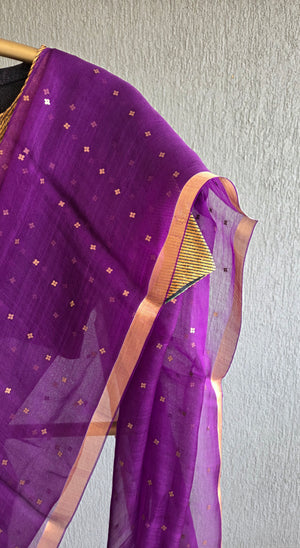 'DEVAHUTI: PURPLE' Handwoven Resham Saree