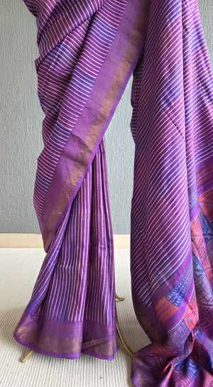 'GROWTH MINDSET' Handwoven and Hand Block Printed Tussar Silk Saree