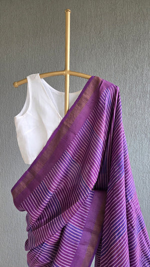 'GROWTH MINDSET' Handwoven and Hand Block Printed Tussar Silk Saree