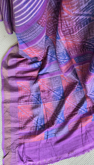 'GROWTH MINDSET' Handwoven and Hand Block Printed Tussar Silk Saree