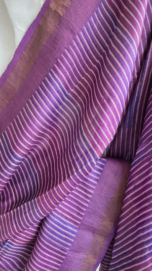 'GROWTH MINDSET' Handwoven and Hand Block Printed Tussar Silk Saree