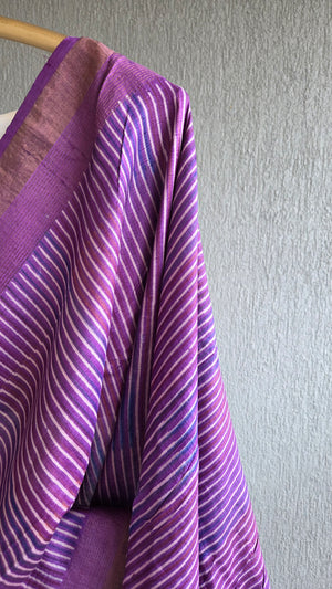'GROWTH MINDSET' Handwoven and Hand Block Printed Tussar Silk Saree