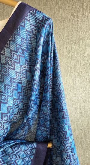 'STRATEGIC FIT' Handwoven  and Hand Block Printed Tussar Silk Saree