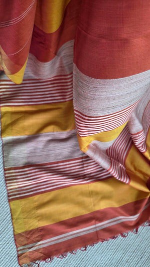 'PILOT PROJECT: Rust' Handwoven Mulberry Silk Saree