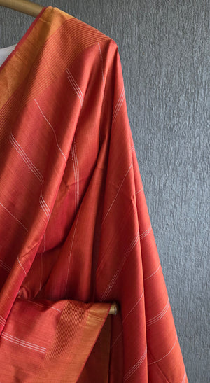 'PILOT PROJECT: Rust' Handwoven Mulberry Silk Saree