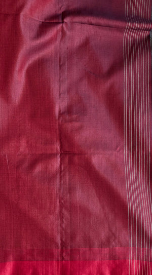 'RUN IT BY: DEEP BLUE' Handwoven Tussar Silk Saree