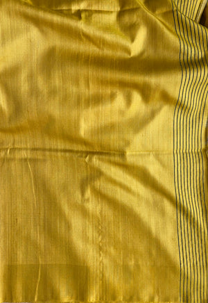 'RUN IT BY: DEEP GREEN' Handwoven Tussar Silk Saree