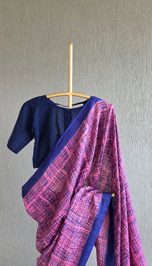 'DEEP DIVE' Handwoven and Hand Block Printed Tussar Silk Saree