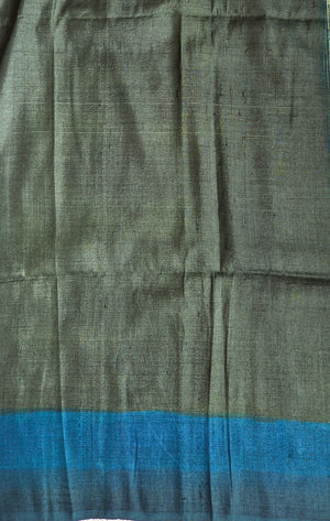 'DRILL DOWN' Handwoven and Hand Block Printed Tussar Silk Saree